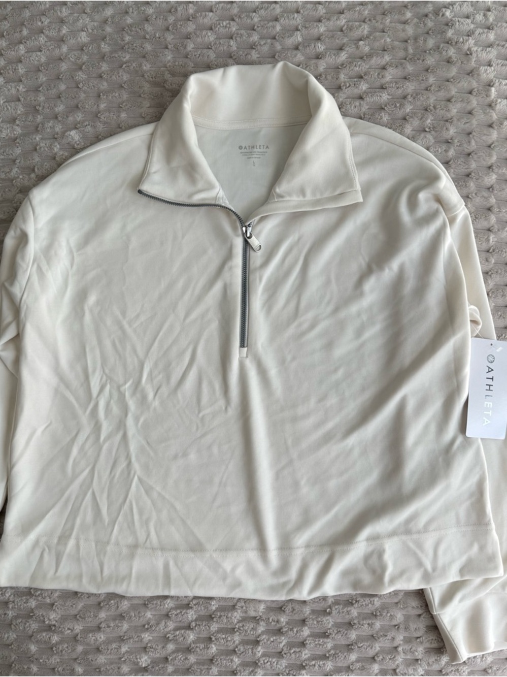 Athleta Women’s Cream Half-Zip Pullover Sweater